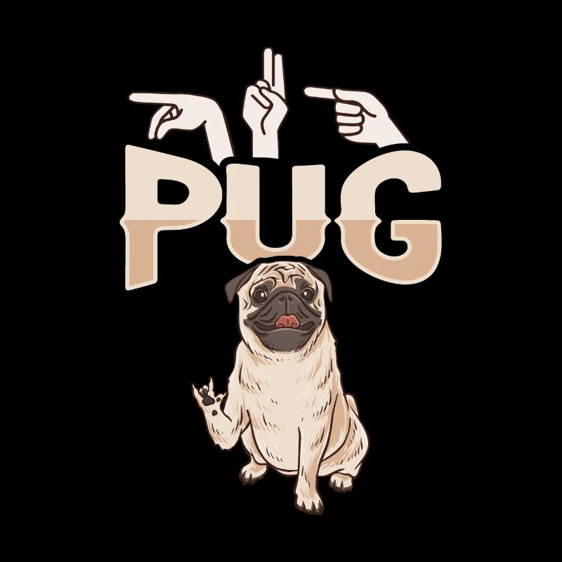 ILY Mops ASL Handgeste Taub Gebärdensprache