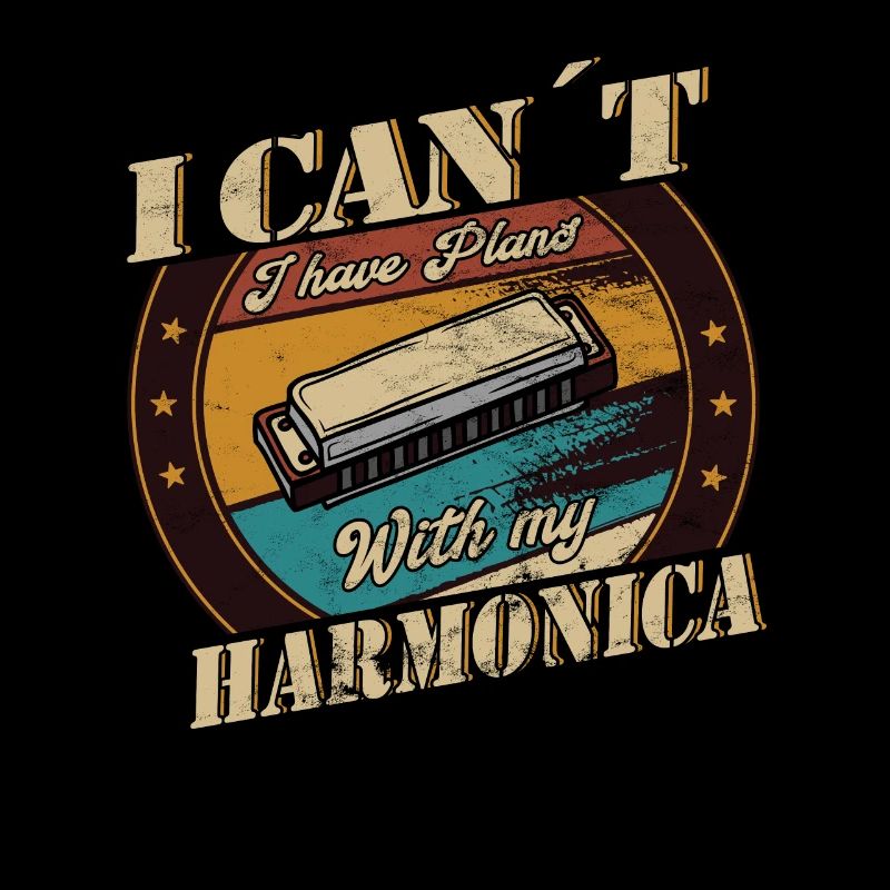 Funny Vintage Retro Harmonica Instrument