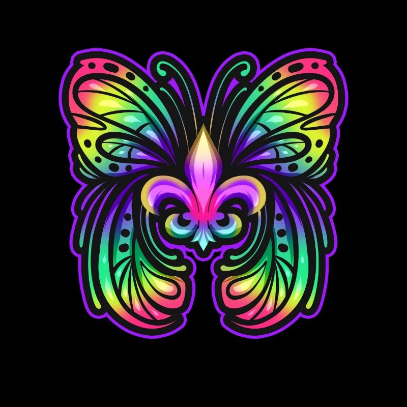 Rainbow Colourd Fleur De Lis Butterfly For Mardi