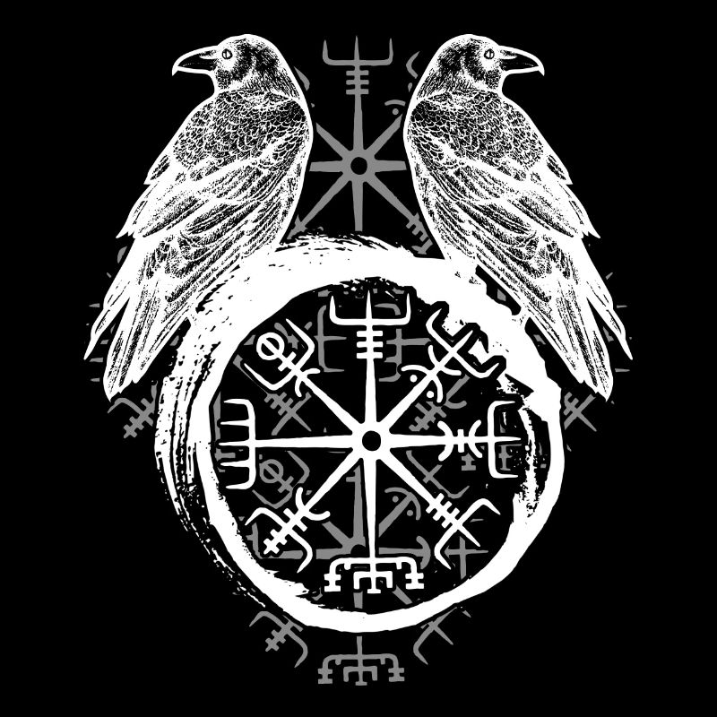 Raben Valhalla Wikinger Vegvisir Rabe
