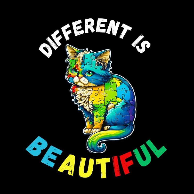 Unterstützen Sie Autismus-Bewusstsein bunte Katze