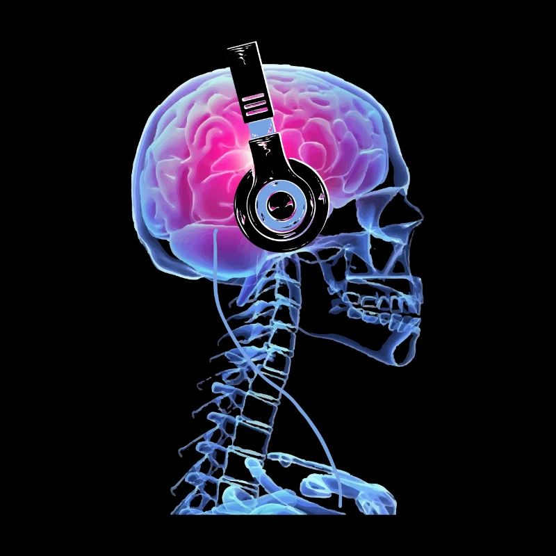 Skull Casque Music Lover Cool Techno Skeleton