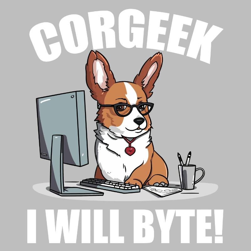 Corgi with glasses I Will Byte computer geek Corgeek
