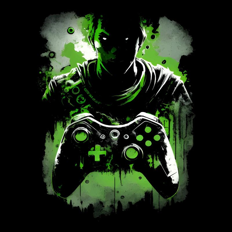 Conception de jeu vert néon cool avec contrôleur