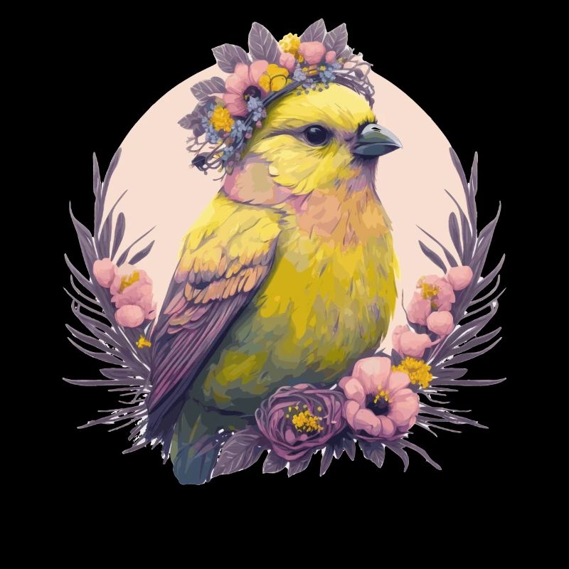 Belle fleur d’oiseau canari couronne oiseaux de compagnie