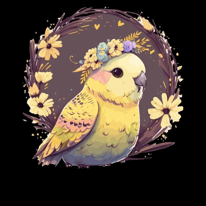 Mignon perruche perruche oiseau fleur couronne oiseaux de compagnie