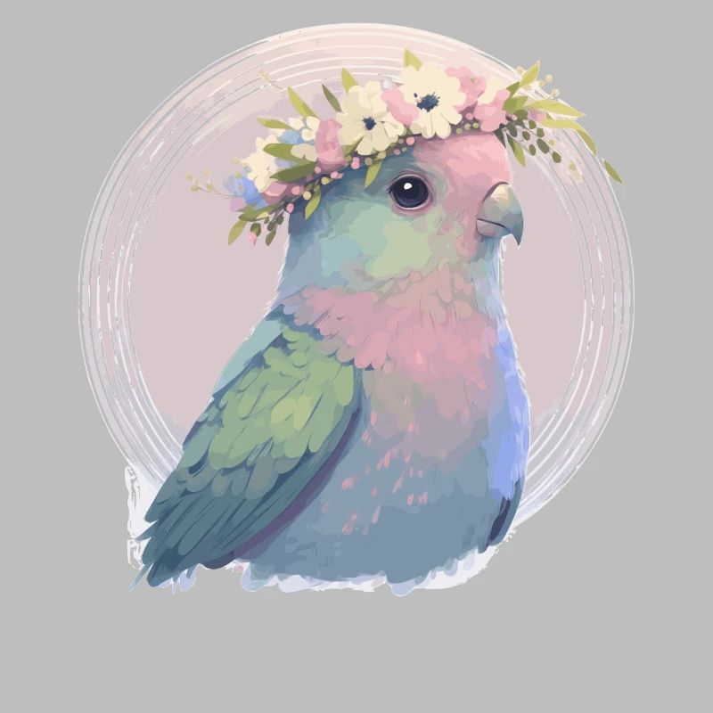Mignon perroquet Perruche Oiseau Fleur Couronne Oiseau