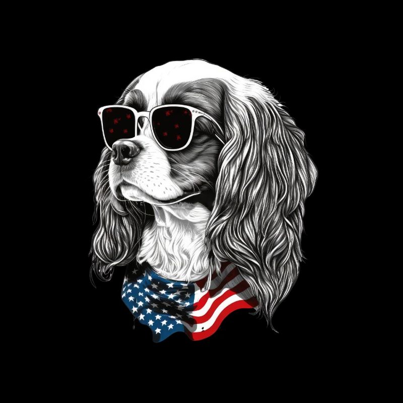Cavalier Spaniel Drapeau Américain 4 Juillet
