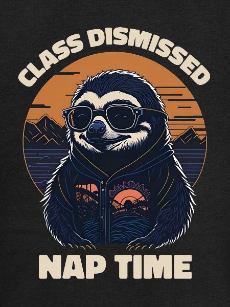 Sloth Retro Teacher Class Dismissed Nap