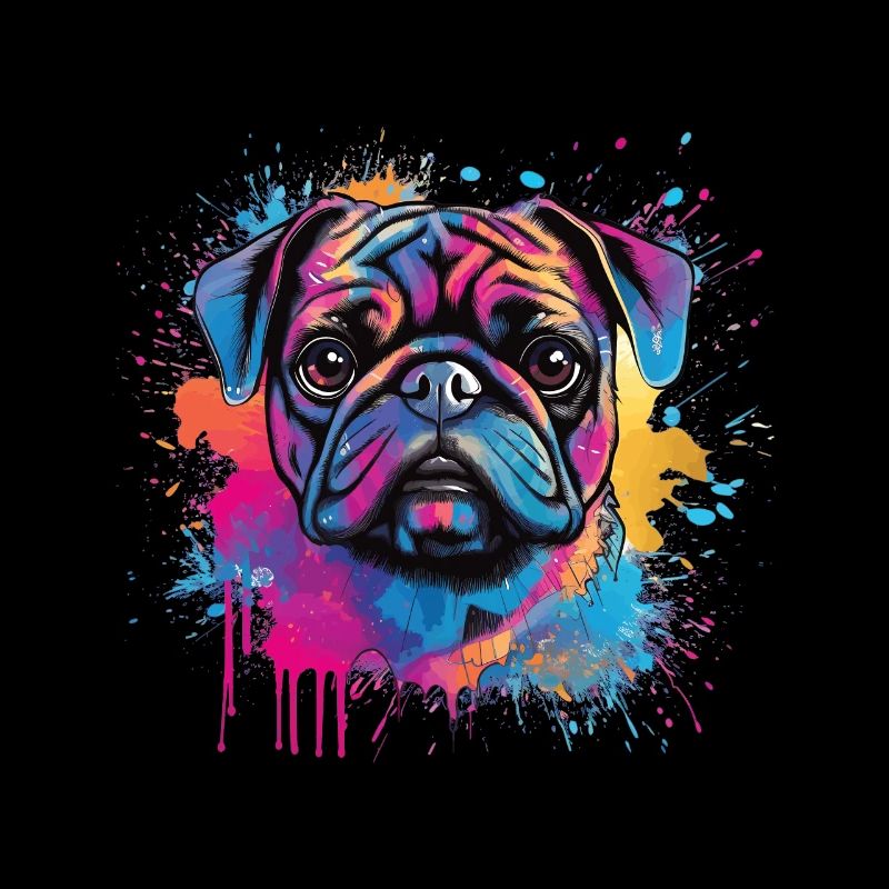 Mops-farbspritzer-design