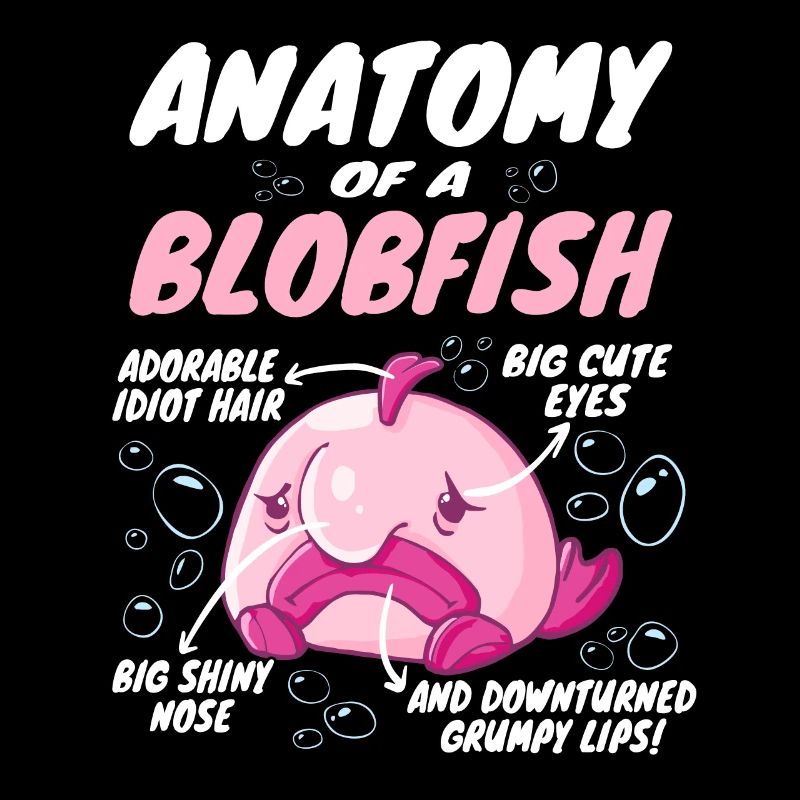 Costume de Blobfish - Visage de poisson Blob laid -