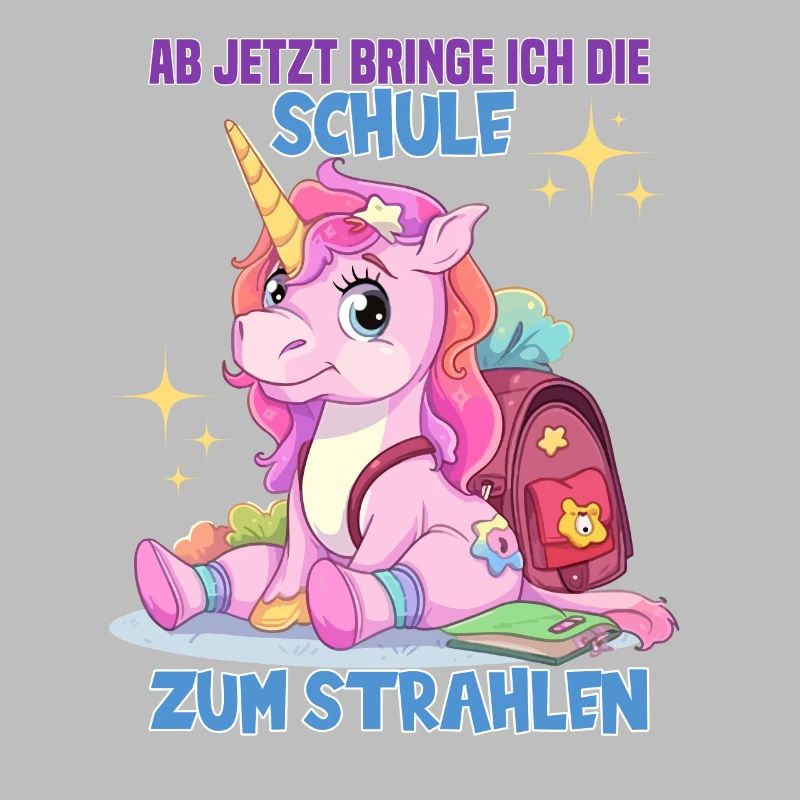 Schulkind Mädchen Einhorn Zur Einschulung