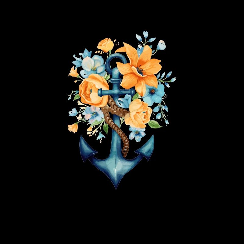 Ancre bleue à fleurs