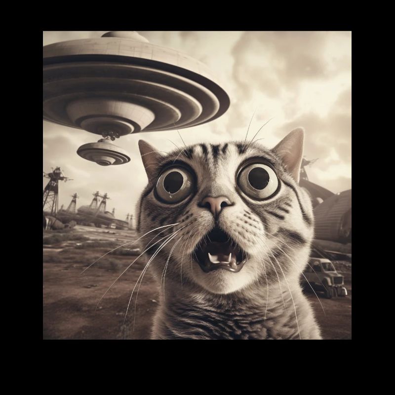 Lustige Ängstliche Katzen -Selfie UFO Alien
