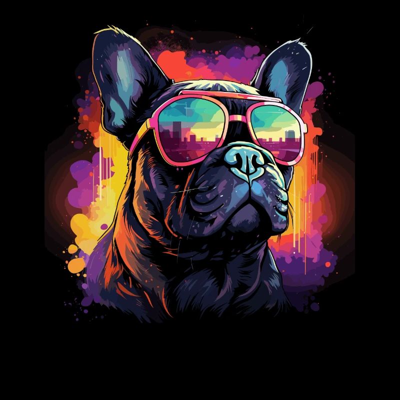Synthwave des années 80 90 Bouledogue Français