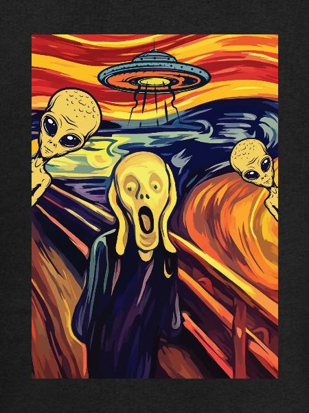 The Scream Edvard Munch Alien UFO Painting