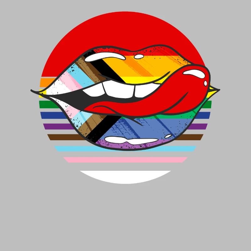 Retro Progress Pride Flag LGBTQ Rainbow Lips