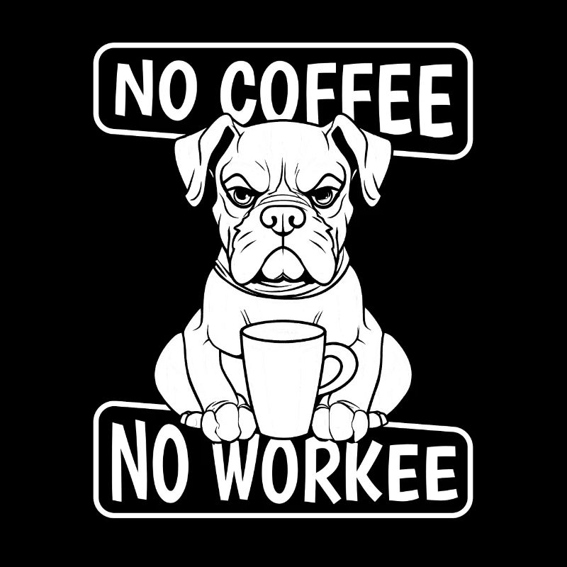 Café Cafe Boxer Chien Pas de Café Non Workee