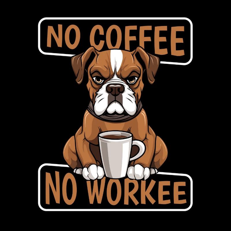 Café Cafe Boxer Chien Pas de Café Non Workee