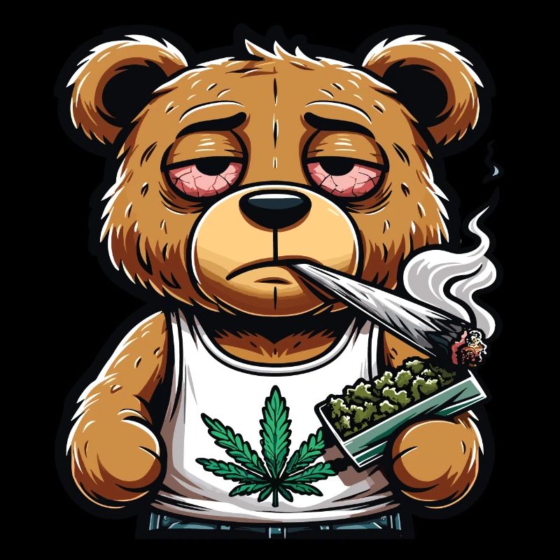 Bear smoking a cannabis joint