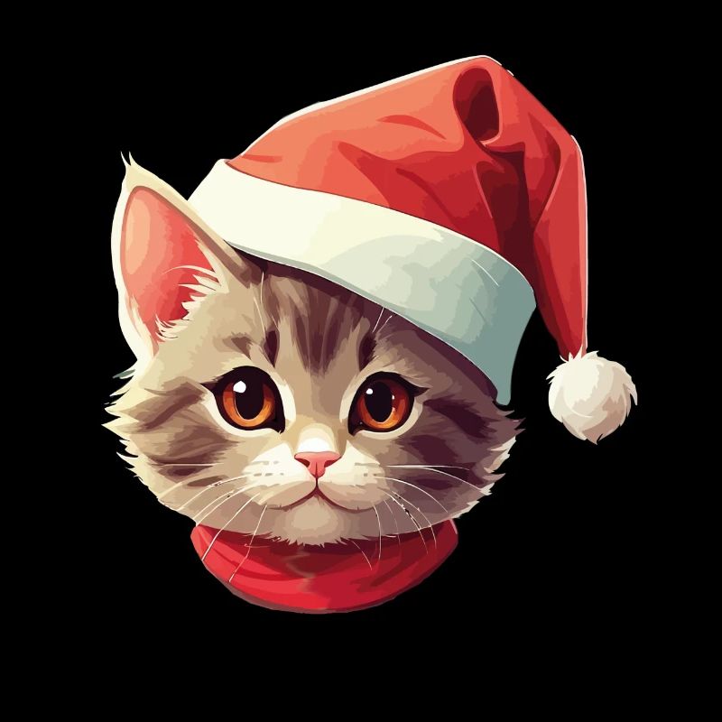 Visage de chat Père Noël Saint-Nicolas chat Noël