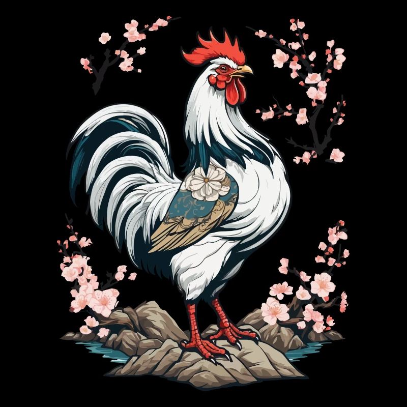 Conception esthétique de fleurs de cerisier de coq japonais