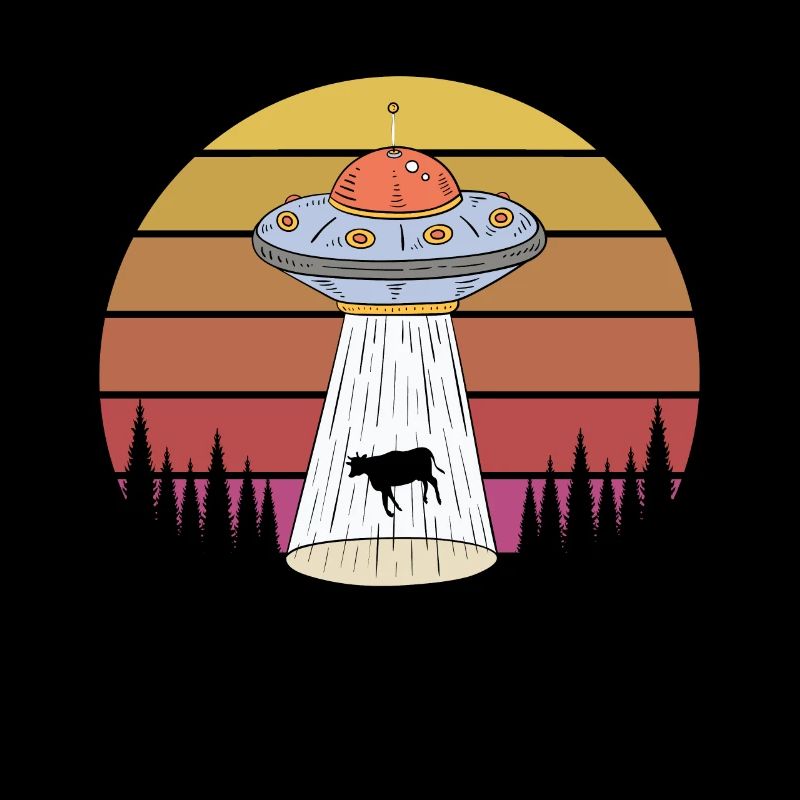 Retro Alien Abduction Cow Animals