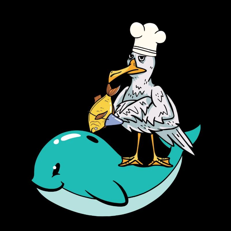 Mouette cuisiner du poisson camouflage requin cuisson du poisson