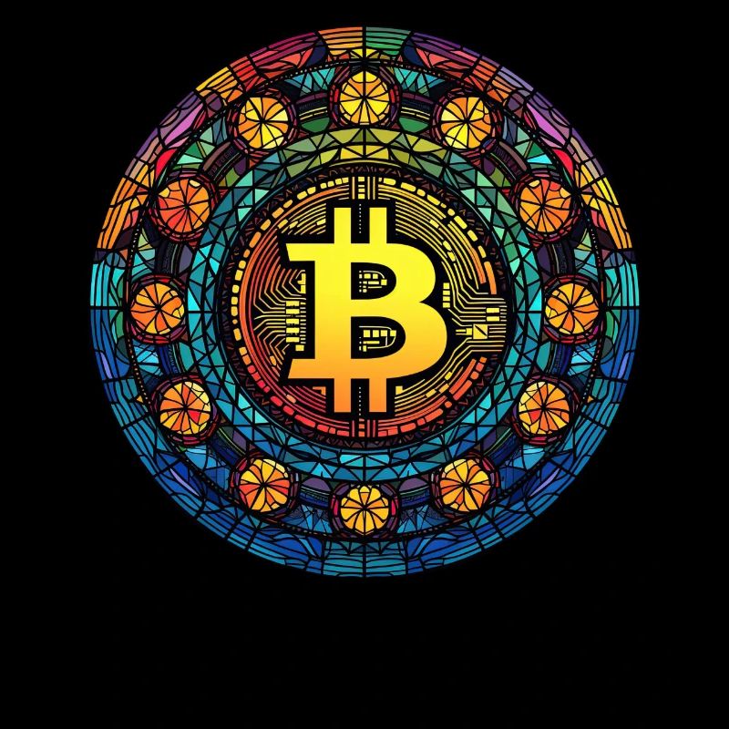 Cryptocurrency Trading Bitcoin Logo Stained Glass