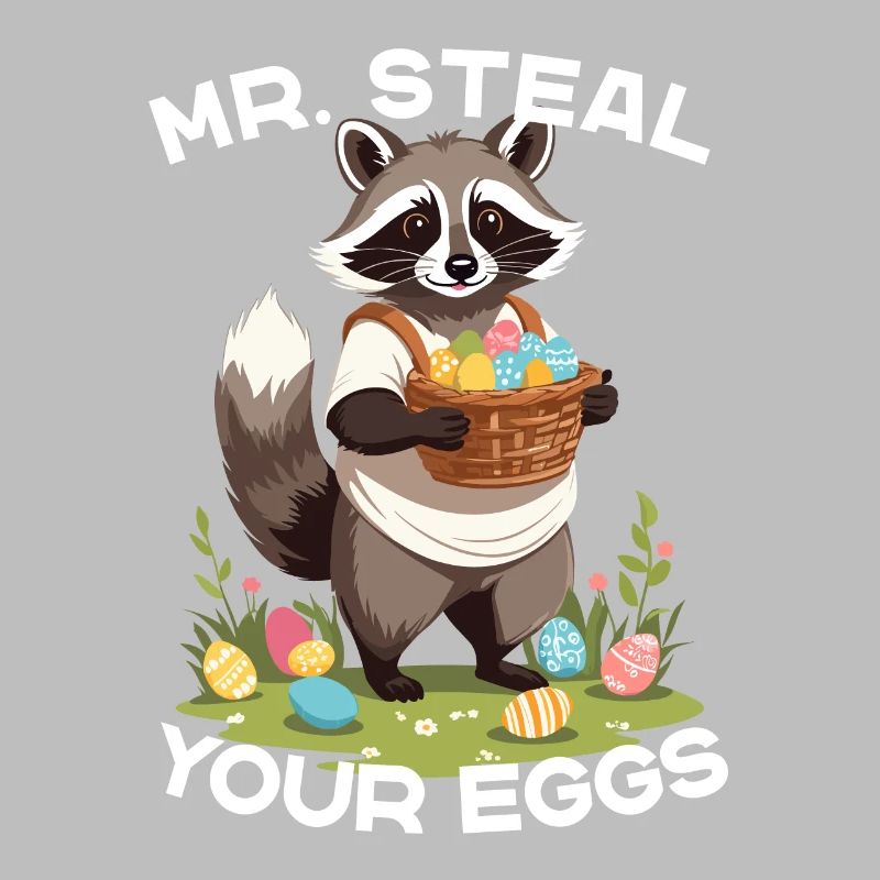 Funny Raccoon Eggs Thief Easter Saying