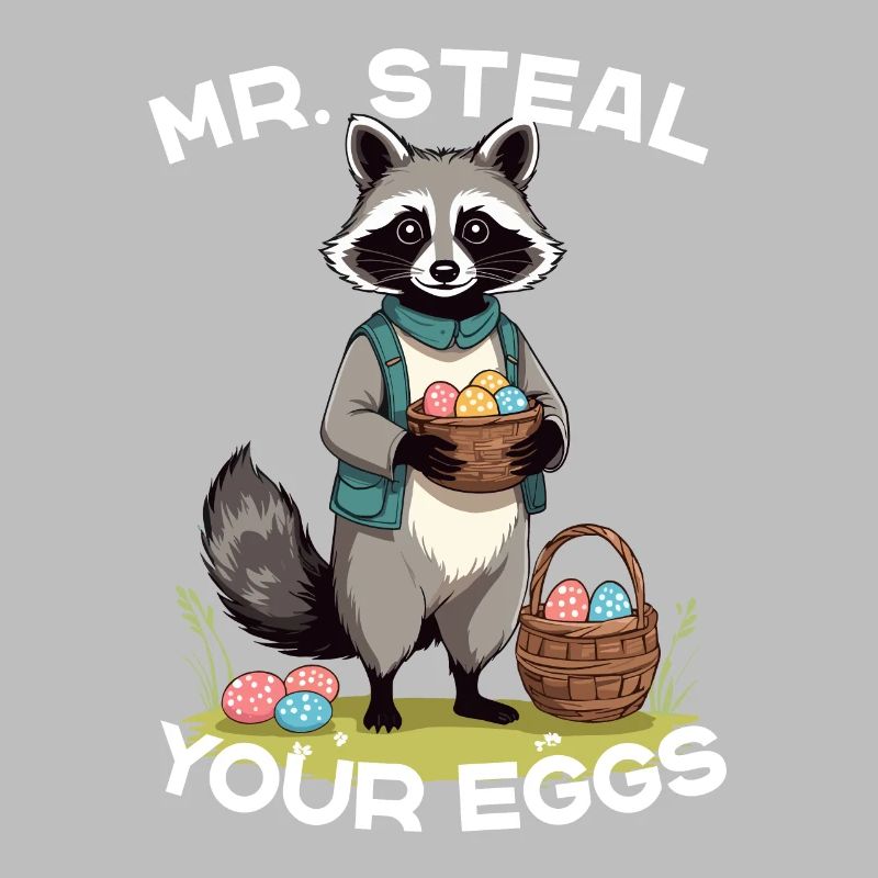 Funny Raccoon Eggs Thief Easter Saying