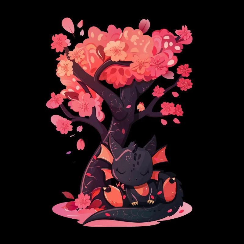Drache Japanischer Sakura Baum Niedlich
