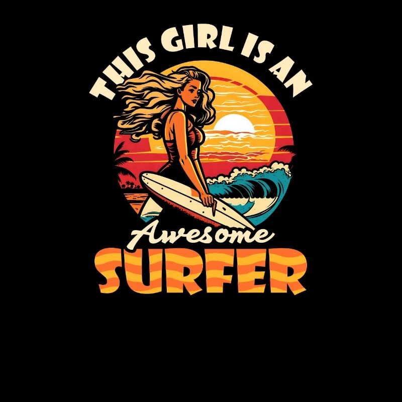 Surfer Vintage Retro Mädchen Surfen