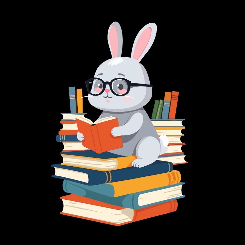 Reading bunny Enthusiastic book lover