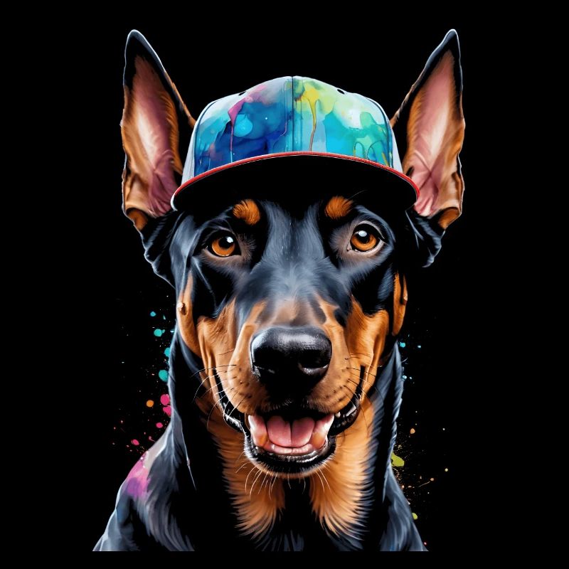 Doberman Snapback Cap Dog Funny Design Print