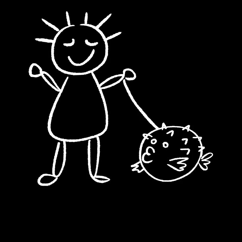 Poisson-globe et fille au poisson-globe