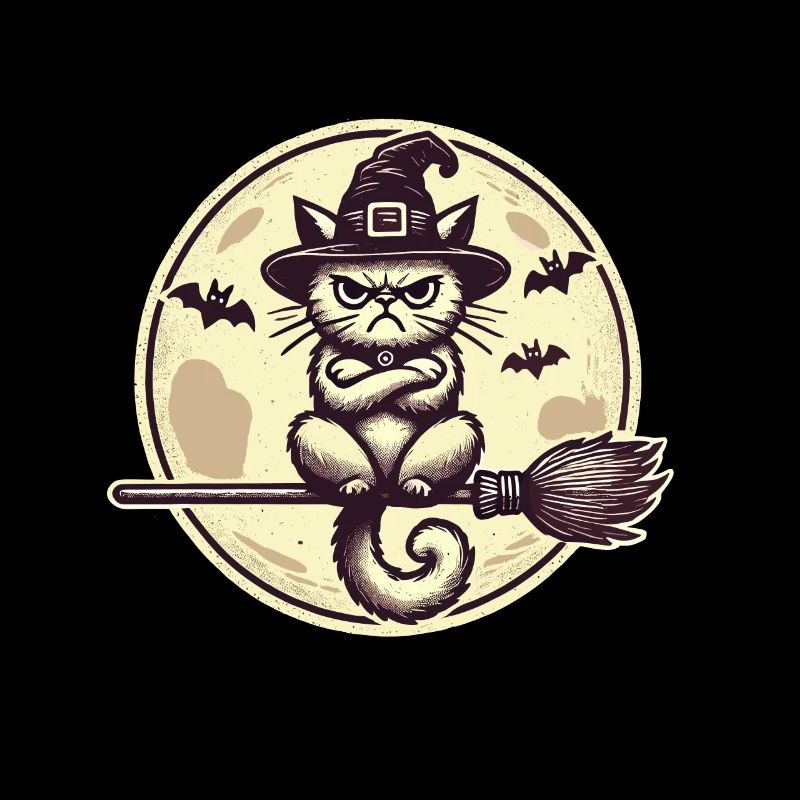 Drôle de sorcière chat magicien chat