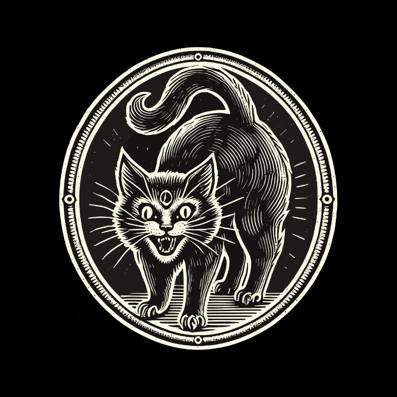 Chat Sorcier Noir Effrayant Mignon Halloween