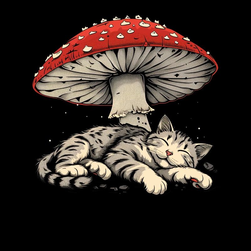 Cottagecore Esthétique Dormir Chat Gris Pil