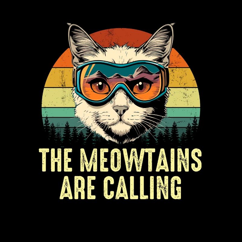 the meowtains are calling, funny skiing