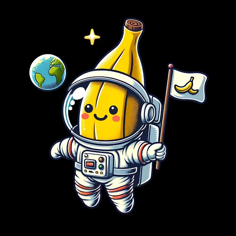 Banane astronaute douce avec drapeau