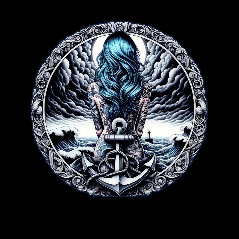 Hoffnung Tattoo Design mit Anker Retro Maritim
