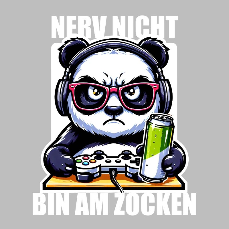 Bin am Zocken Gaming Panda grumpy Lustig