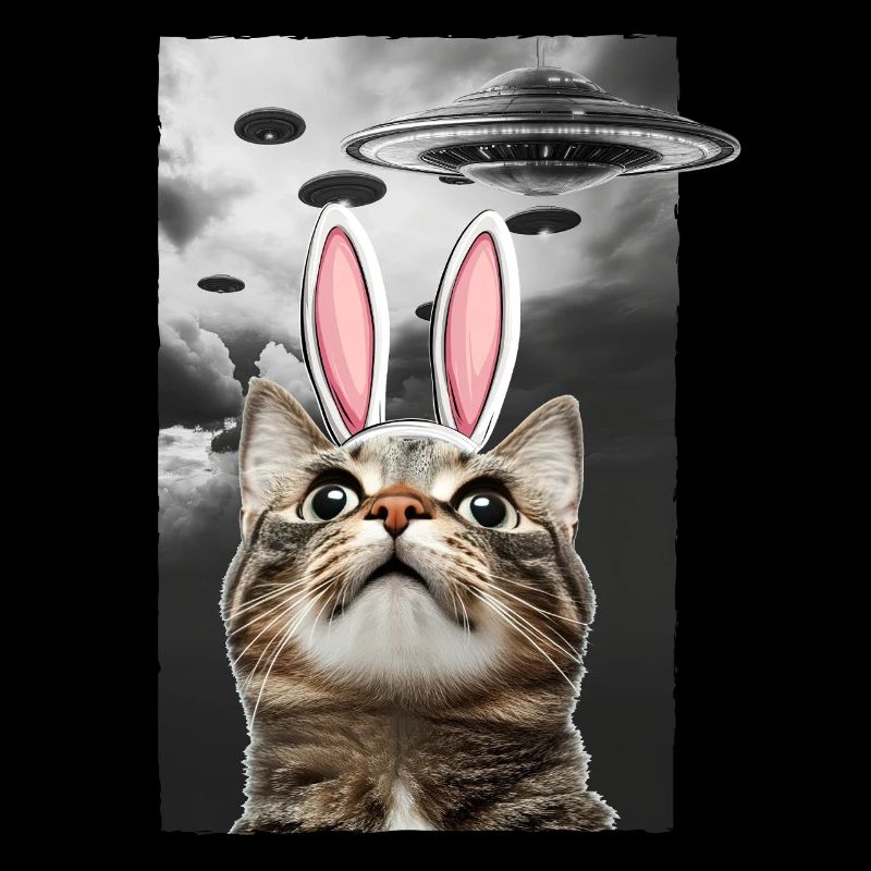 Cute Easter Bunny Cat Meme Alien Space UFO
