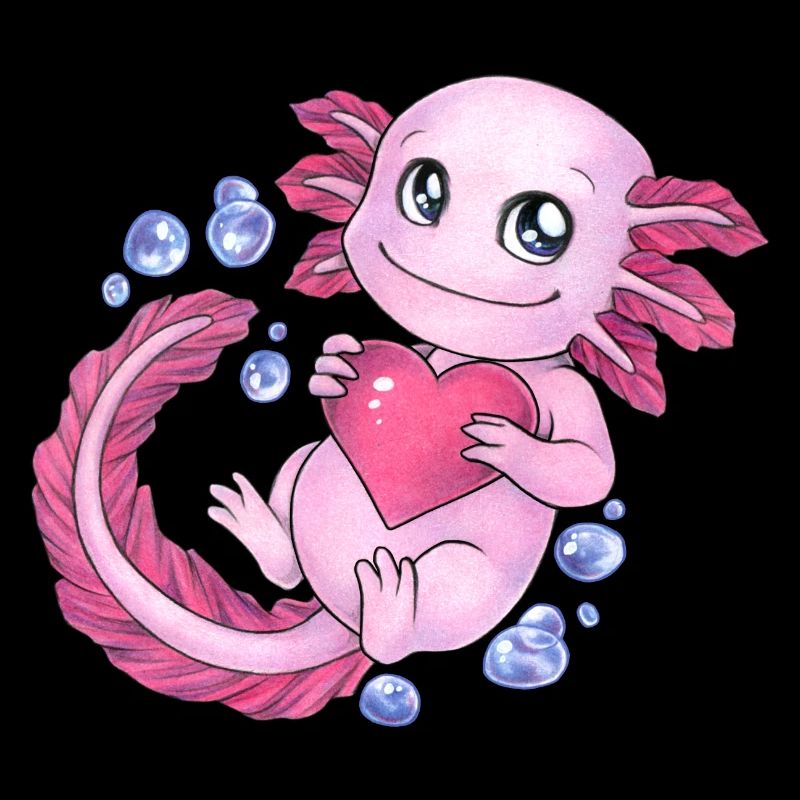 Süßes Axolotl Unter Wasser mit niedlich Herz