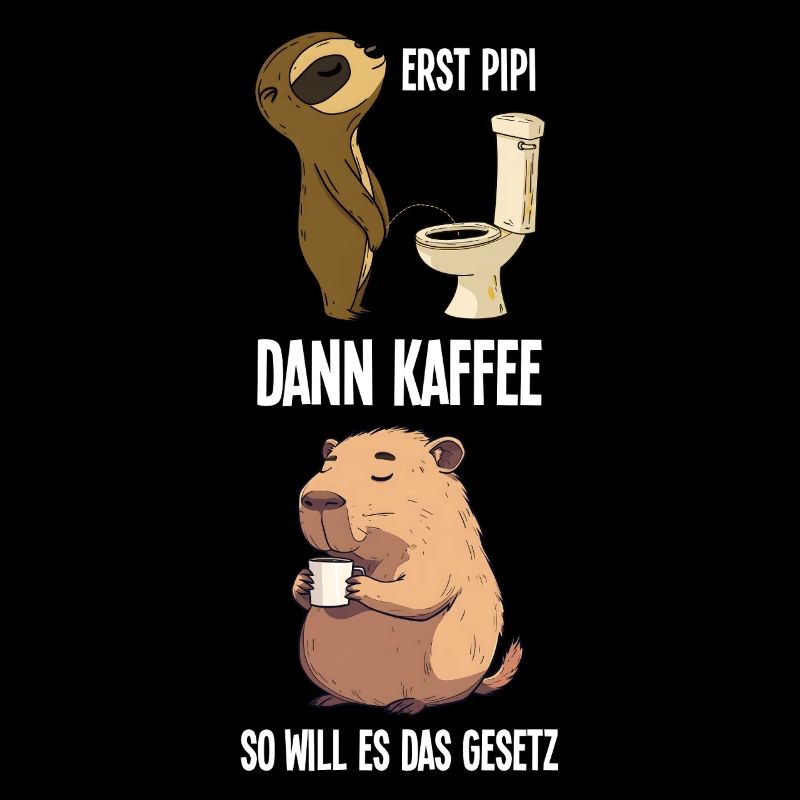 Faultier Capybara Erst Pinkeln Dann Kaffee Morgen
