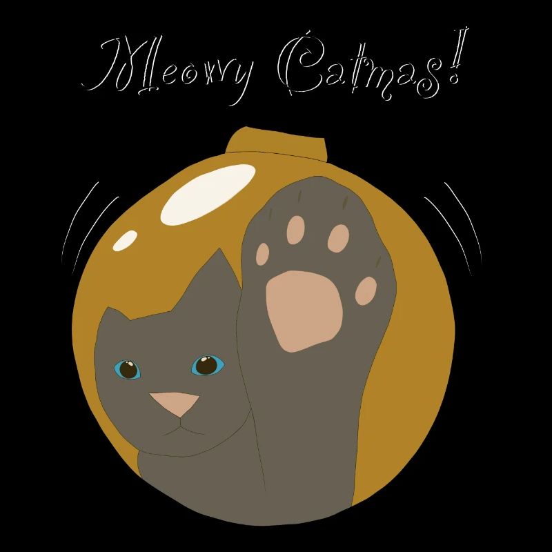 Meowy Catmas Goldkugel, graue Katze