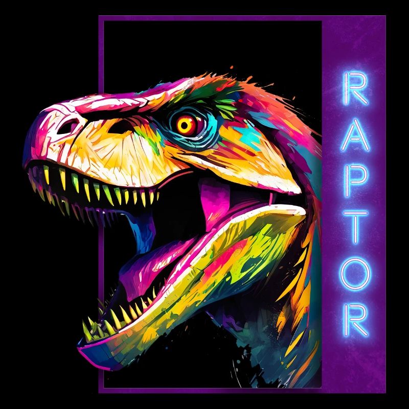 Neon Raptor - Mehrfarbiges Velociraptor-Artwork