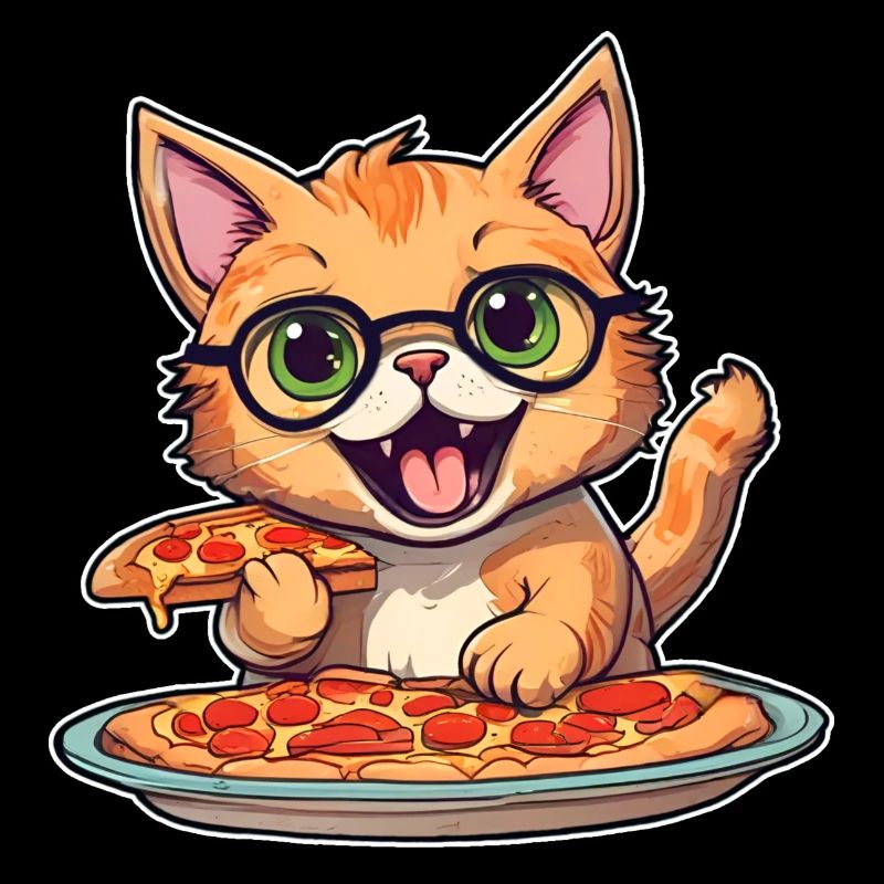 Le chat adore la pizza