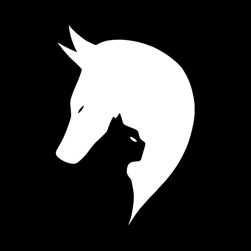Pferd und Katze niedliche Silhouette